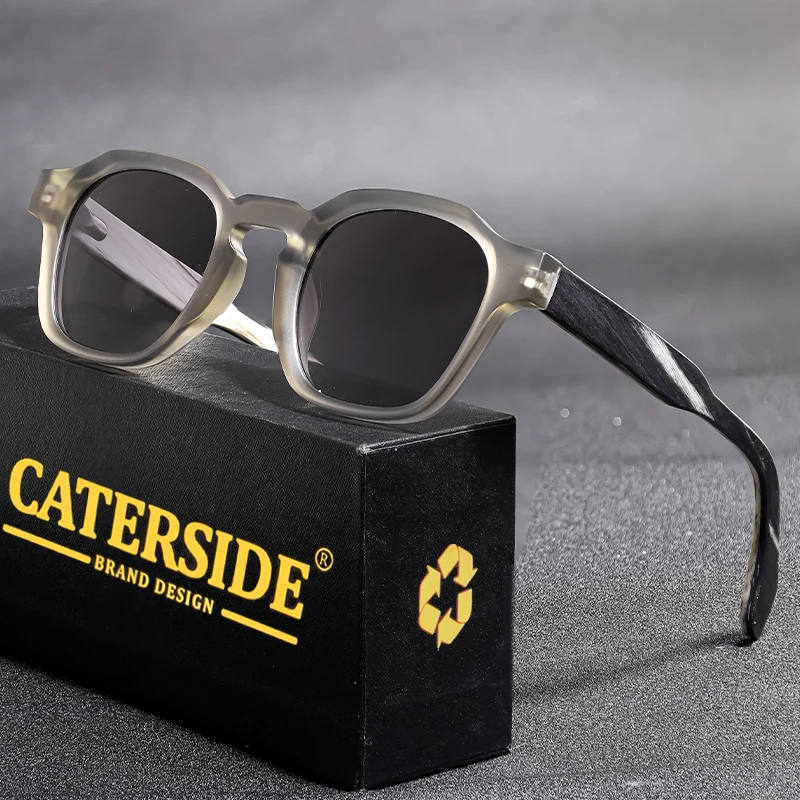 

CATERSIDE Retro Men Polarized Solid Wood Leg Sunglasses Luxury Brand Design Sun Glasses Women Driving Party Holiday Glasses