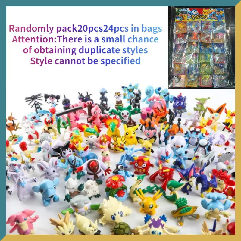 Pokemon 20-24pcs TAKARA TOMY 3-6cm Pikachu Cartoon Mixed Bag Large Doll Figures Figurines Collectible Toy Gifts