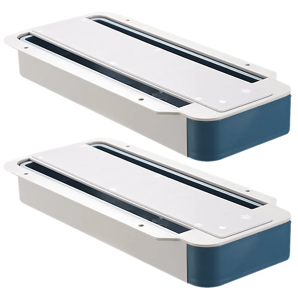 

2pcs Retractable Drawer Pencil Tray Hidden Desktop Organizer Adhesive Storage Box Plastic Pen Holder For Office School Supplies