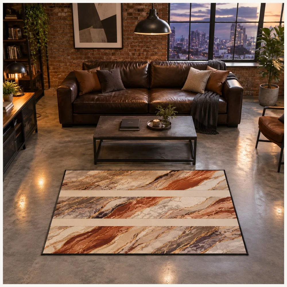 VIKAMA Abstract Marble Veins Door Mat, Anti Slip Machine Washable Flannel Rug, Modern Abstract Floor Mat for Home, Entryway