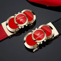 Genuine leather men's belt with automatic buckle, fashionable belt, casual and personalized festive belt
