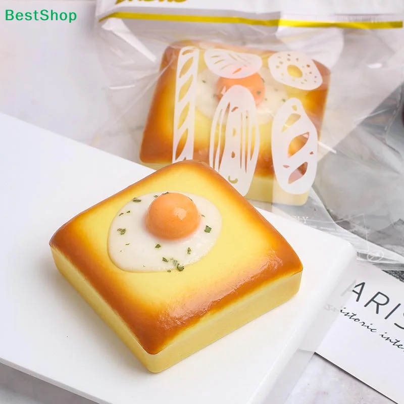 ☽Fried Egg Toast  Toy, Slow Rising Squeeze Bread Toy, Stress Relief Hand Relax Fidget Toy For Kids Adults