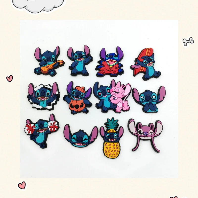 

Stitch shoe accessory set, suitable for clogs, bags, bubble slides, and sandals, PVC cartoon shoe decorations.