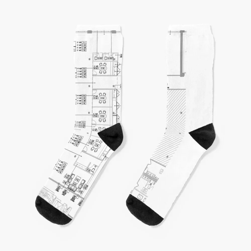 

Architect's Blueprint - Architecture Pattern Socks Crossfit cartoon summer Wholesale Man Socks Women's