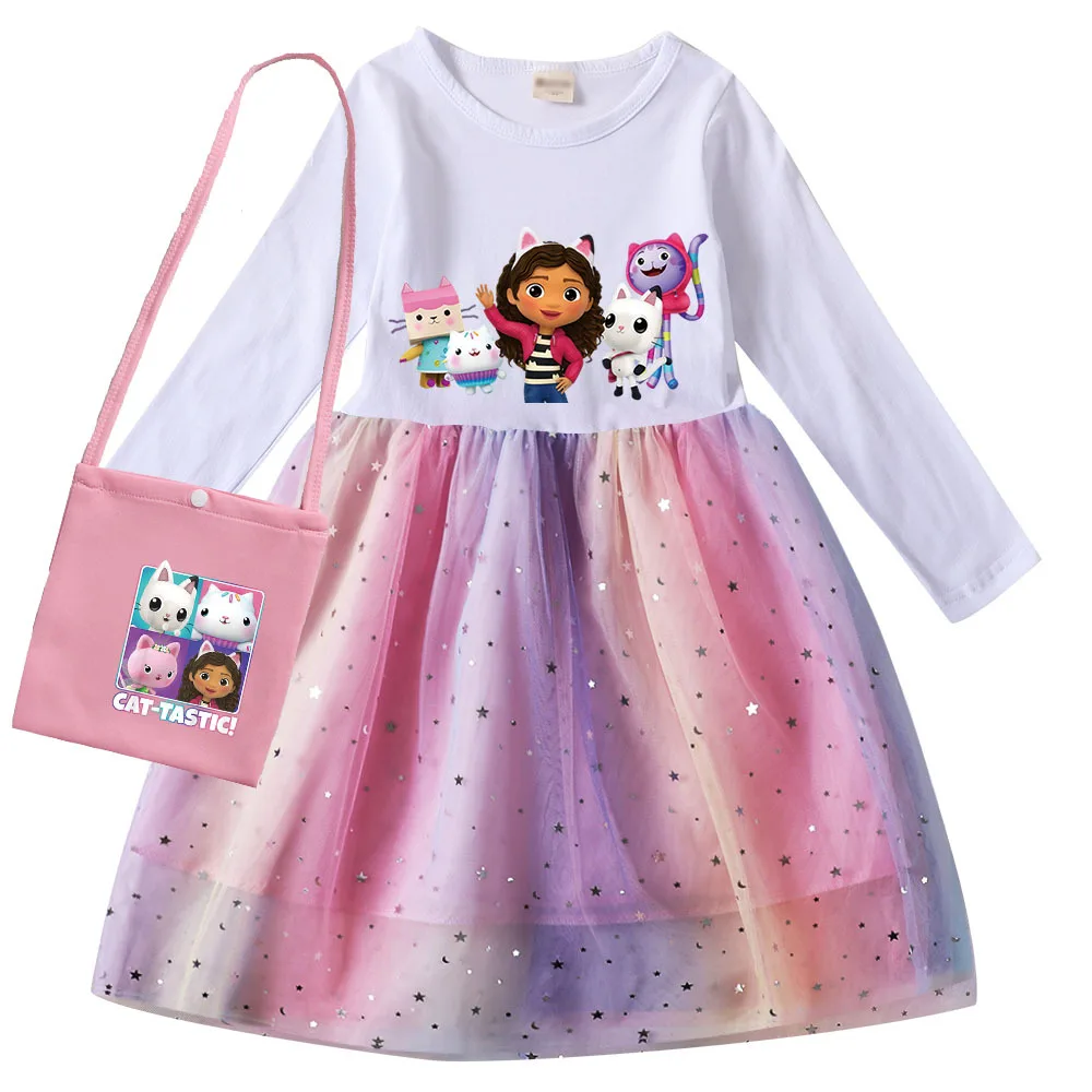 Gabby Girl's Dress Girl's long Arms Suit Casual Bag Carnival Cosplay Costume Gabby Doll's House Clothes Size:100-140cm