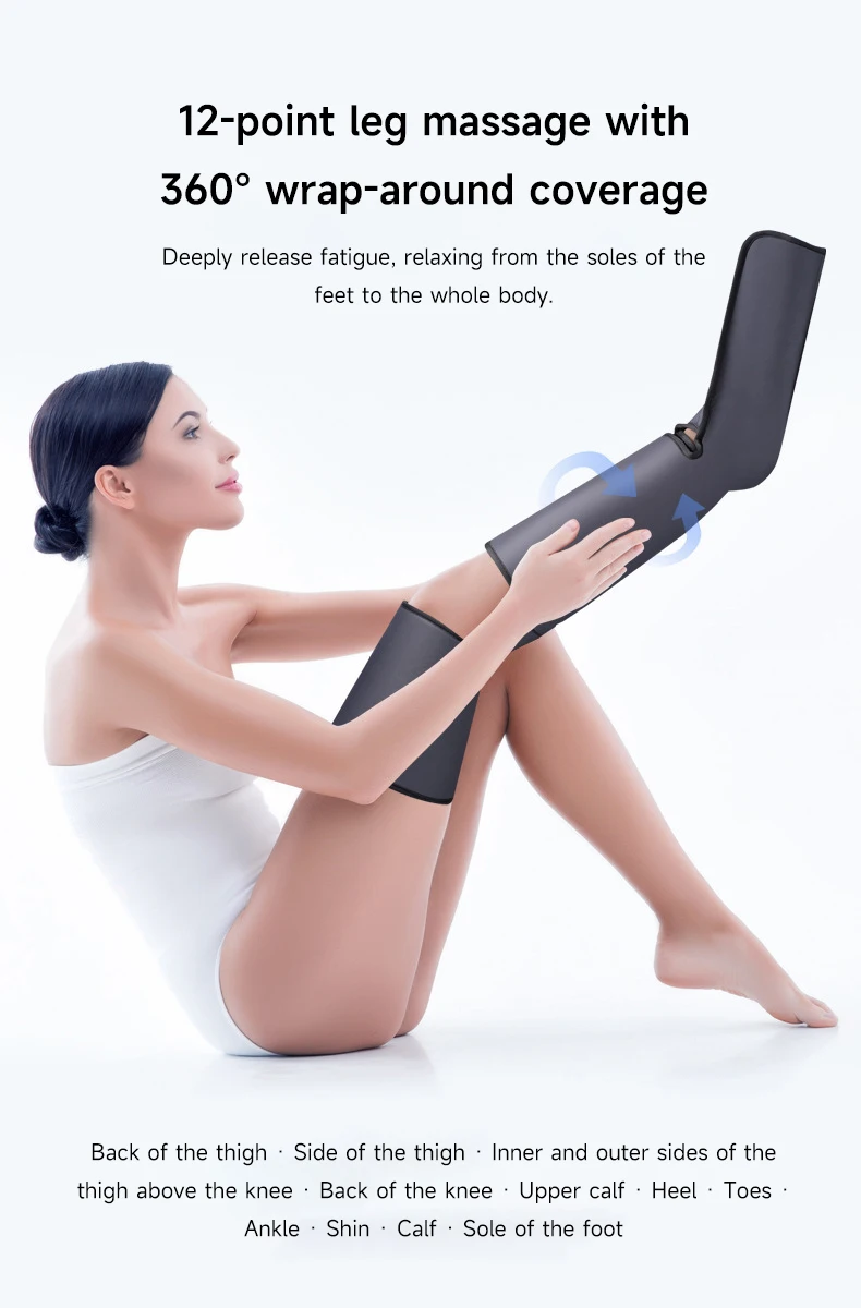 

Foot air pressure leg massager promotes blood circulation, body massager, muscle relaxation, lymphatic drainage device 360°
