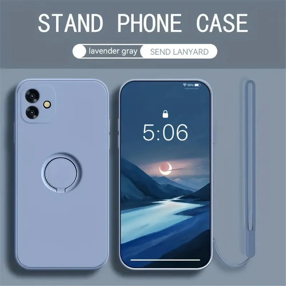 リングホルダースタンド電話ケース Huawei 社 Pura 70 P60 P50 P40 P30 P20 Pro Lite Mate 50 30 20 Pro マットシリコンカバーとストラップ