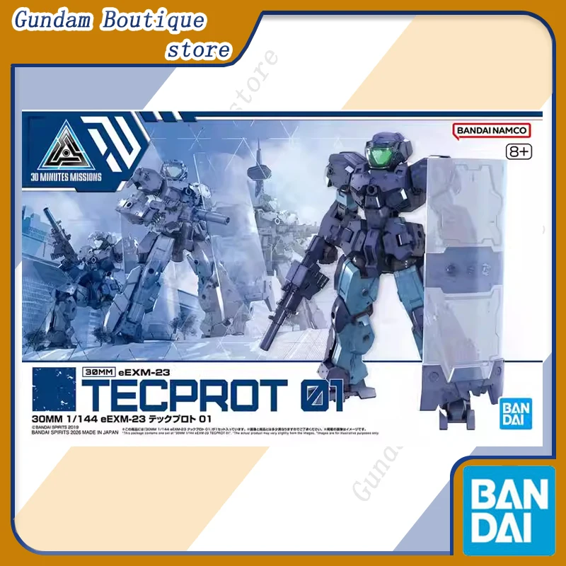Bandai Original 30MM 1/144 eEXM-23 TECPROT 01 Anime Actionfigur Sammlerstück Modellbausatz Spielzeug Ornamente Geschenk für Kinder Jungen