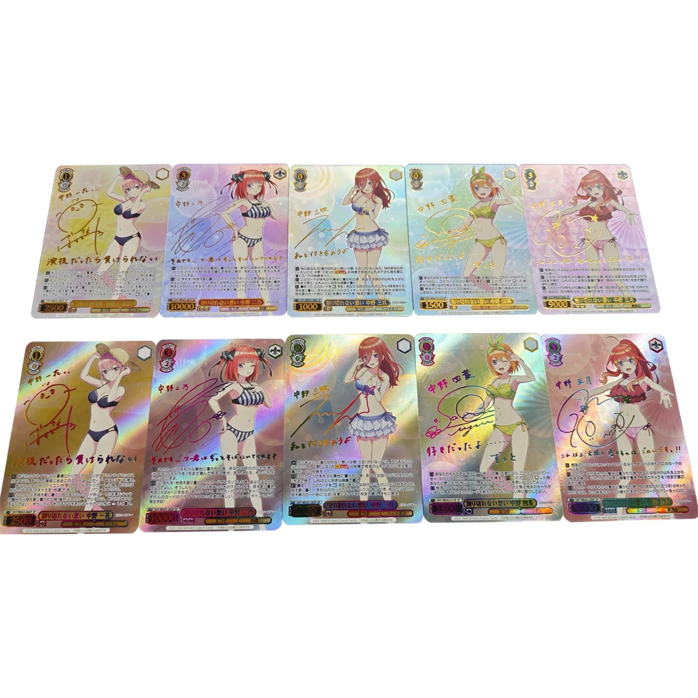 

5Pcs/set Anime WS Collection Card The Quintessential Quintuplets Nakano Ichika Nakano Nino Refractive Color Flash Card Kid Gifts