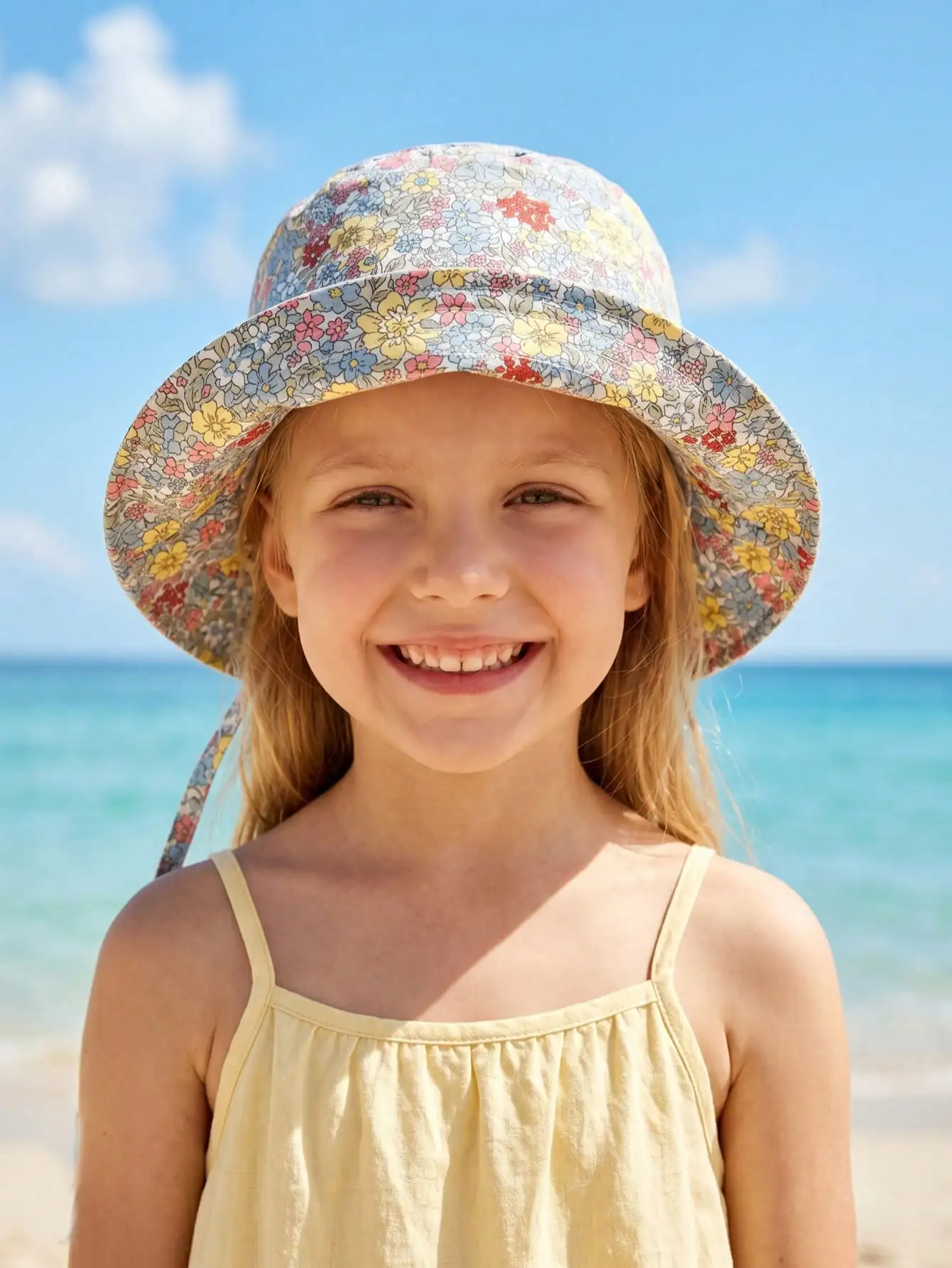 1 Stück Koreanischer Blumen-Fischerhut für Mädchen 3-8 Jahre, Modischer Allzweck-Sonnenhut Blumen-Strandhut für Sommerliche Outdoor-Aktivitäten