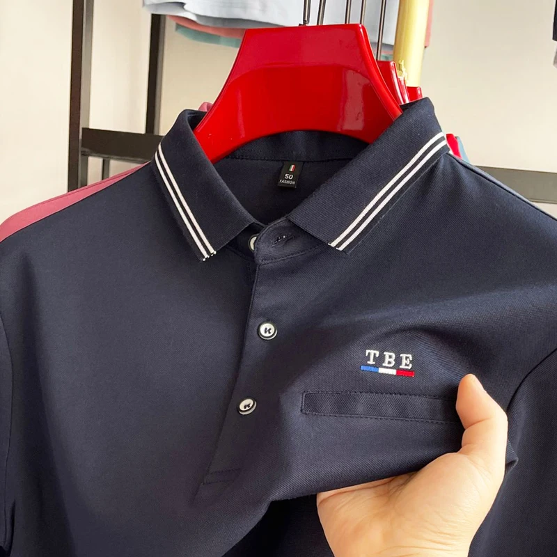 

Premium brand letter embroidery long sleeve polo shirt men luxury new style fashion personalized pocket spring autumn casual top