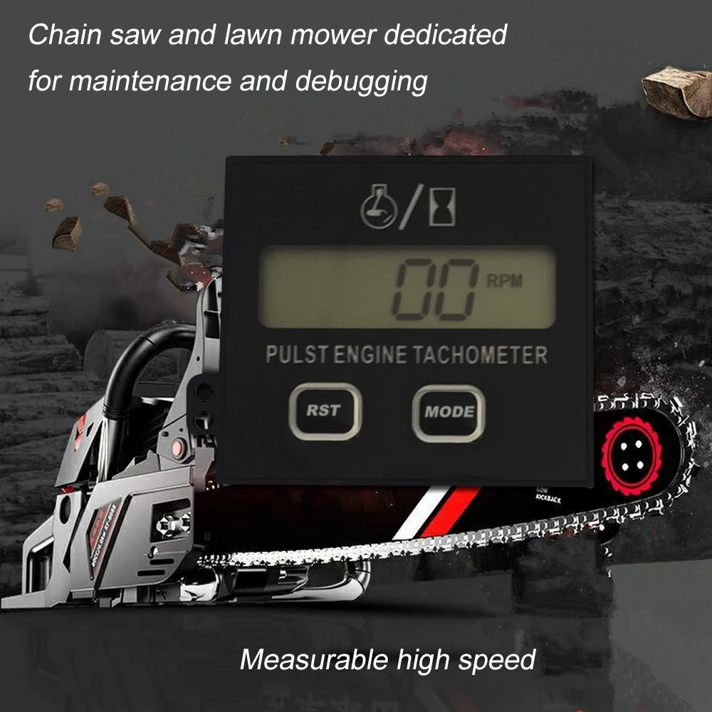 Chain Saw Tachometer Gasoline Engine Lawn Mower High Tachometer Digital Display Induction Pulse Tachometer Car Accessories