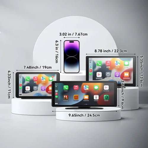 Imagen 2 del producto Carplay portátil universal para pantalla de coche, radio de coche, reproductor de vídeo WIFI multimedia, pantalla Carplay inalámbrica para Apple o Android