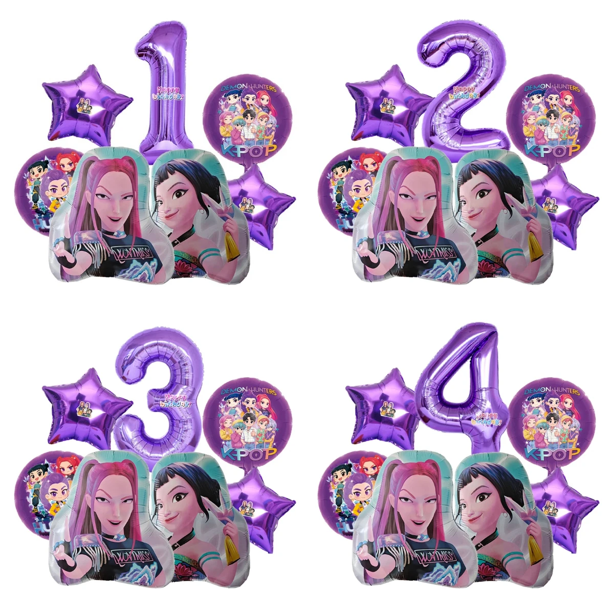 Image of 7-teiliges Musik-Mädchen-Jägerinnen Kindergeburtstags-Party-Dekorations-Set mit Zahlenballons 0-9, Babyparty-Zubehör, Geschenkspielzeug