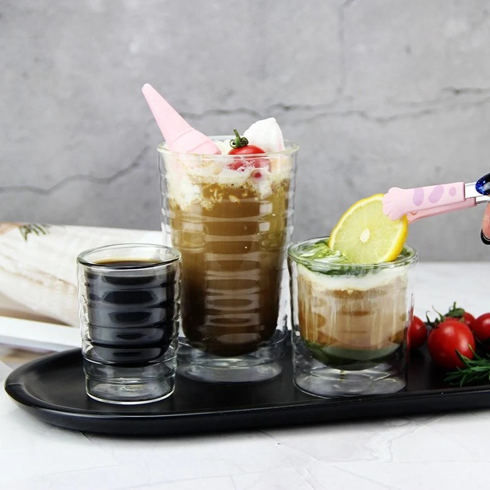 

C5 2PCS The 85/150/350ml Double walled Glass Cup The Double walled Insulated Drinking Water Cup Is Perfect for Coffee Beverages.