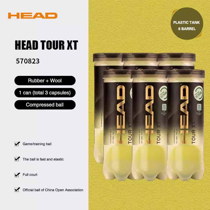 HEAD-pelotas de tenis profesionales, pelota de tenis de entrenamiento de competición, alta resistencia elástica, TOUR XT, 3 piezas por Lata