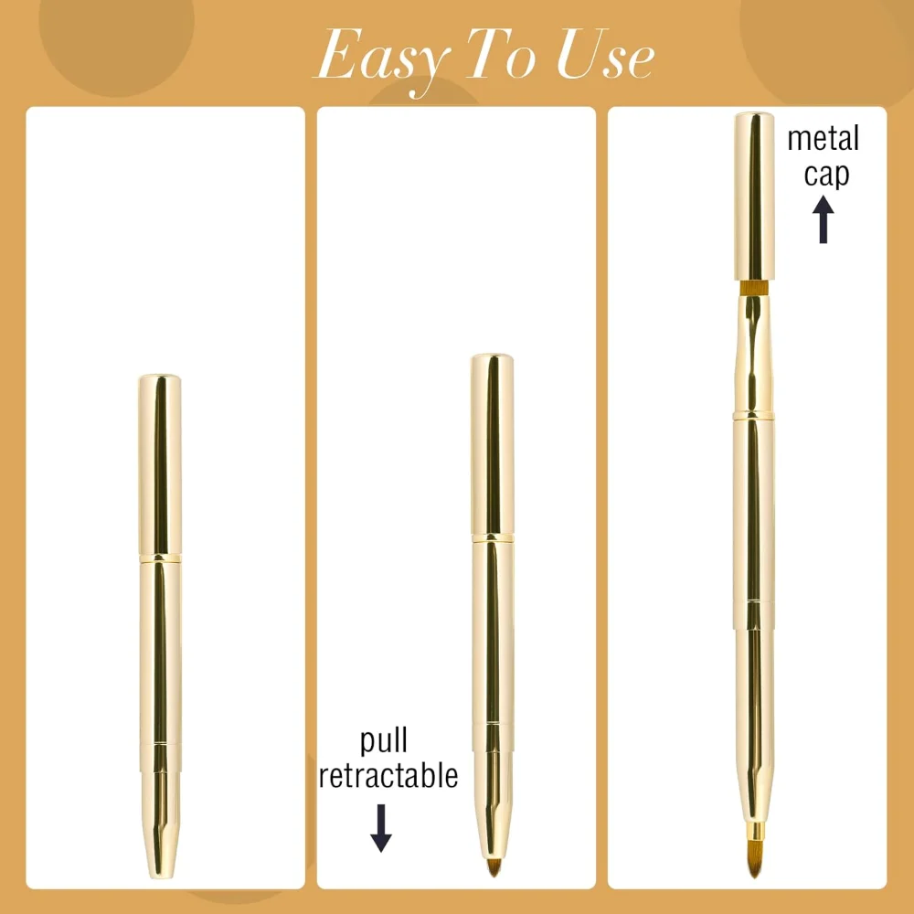 2 Pack Retractable Lip Brush for Lipstick Lip Gloss Double-Ended Lip Makeup Brushes with Cap Lipstick Brush Applicator Travel