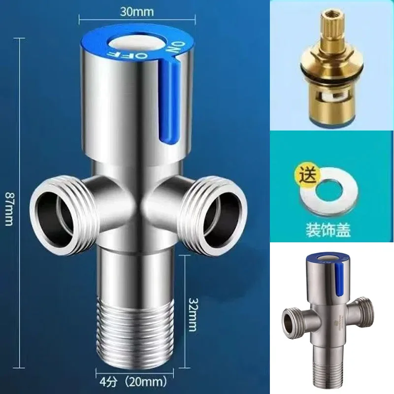 Stainless Steel angle Valve Thread triangle valve Hot and Cold water valve Bathroom connector for Toilet Basin Water Heater G1/2