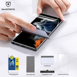 SmartDevil-Protector de pantalla para Samsung Galaxy, película de hidrogel suave, cubierta completa de pegamento, S24 Ultra, S23, S22, S21, S20 Plus, Note 20, 2 unidades