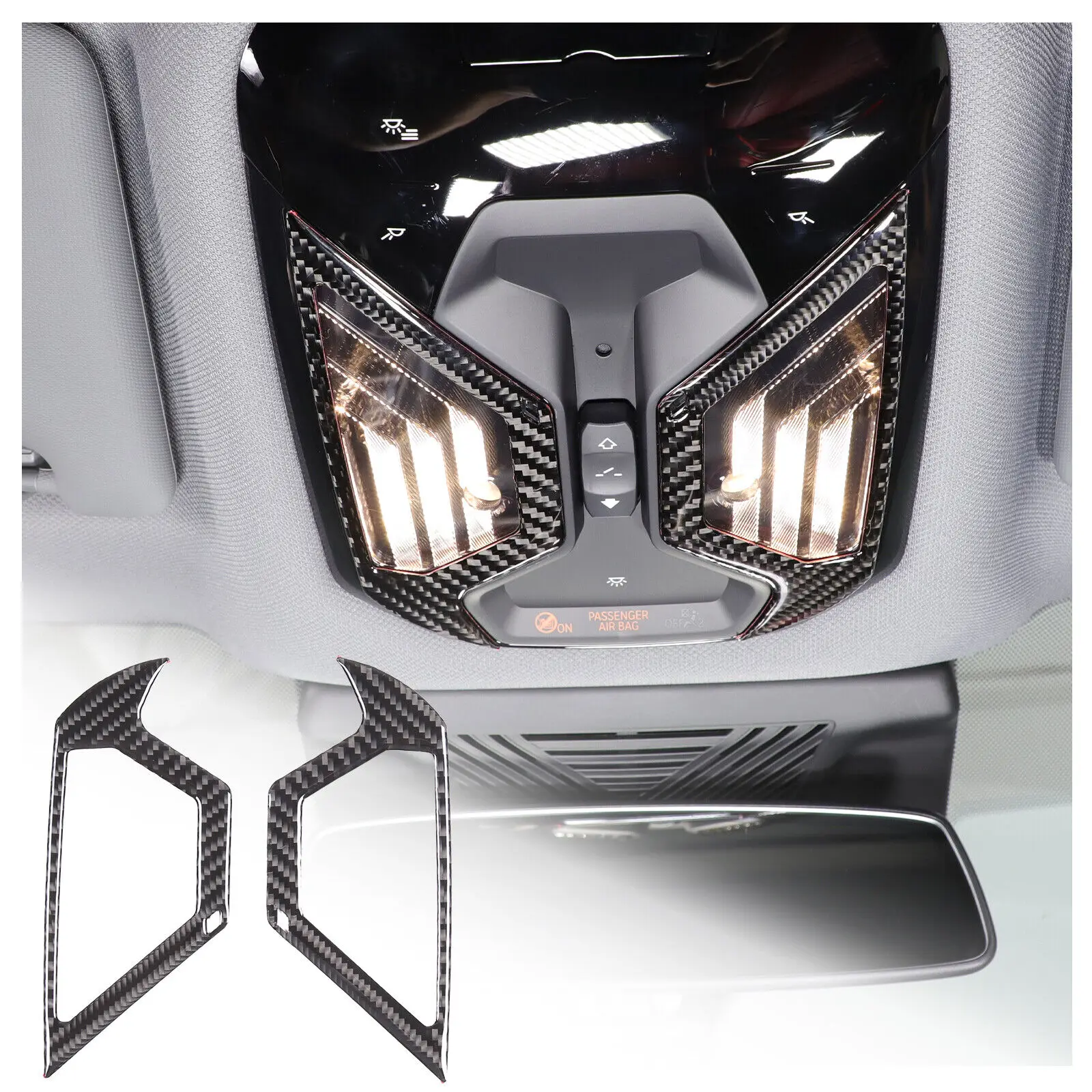 

Carbon Fiber Car Interior Overhead Reading Light Frame Sticker For BMW 5 Series G60 G61 2024-2025 Decorative Trim Accessories