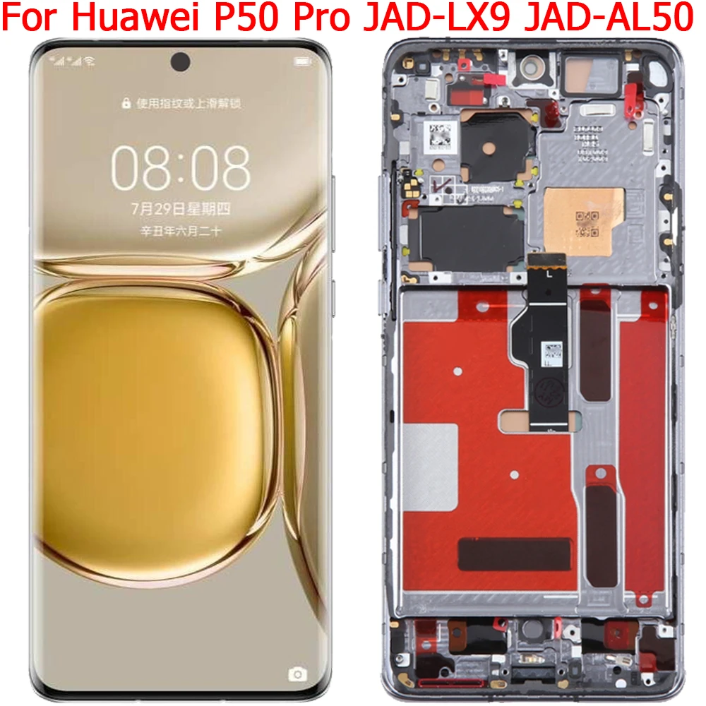 

New Original For Huawei P50 Pro JAD-LX9 JAD-AL50 LCD Screen Display Touch Panel Digitizer Assembly With Frame Replacement