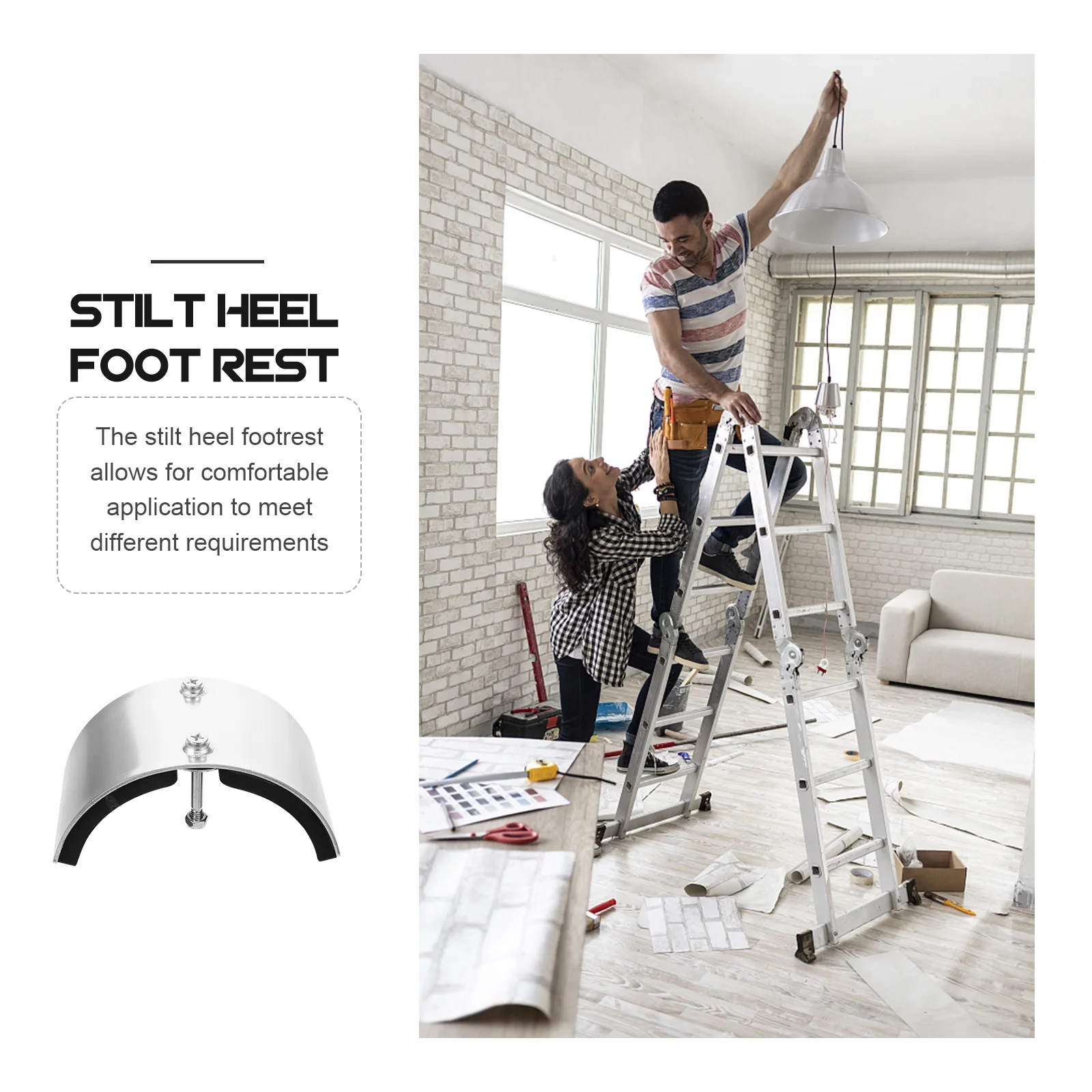 1 stks Hak Voetsteun Vervangende Onderdelen Roestvrij Staal Gipsplaten Stelt Been Manchetten Voor Bouw Binnengebruik Stelt Hak Beugel