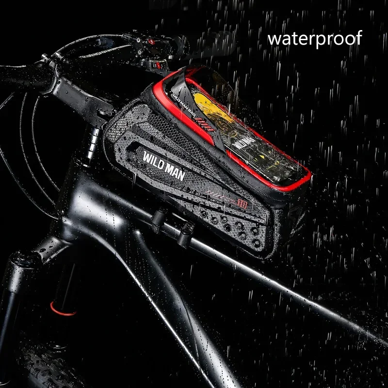 

Непромокаемая велосипедная сумка для телефона с сенсорным экраном 6,8 дюйма, большая вместительная сумка для велосипеда Wild Man MTB, передняя трубчатая сумка ﻿