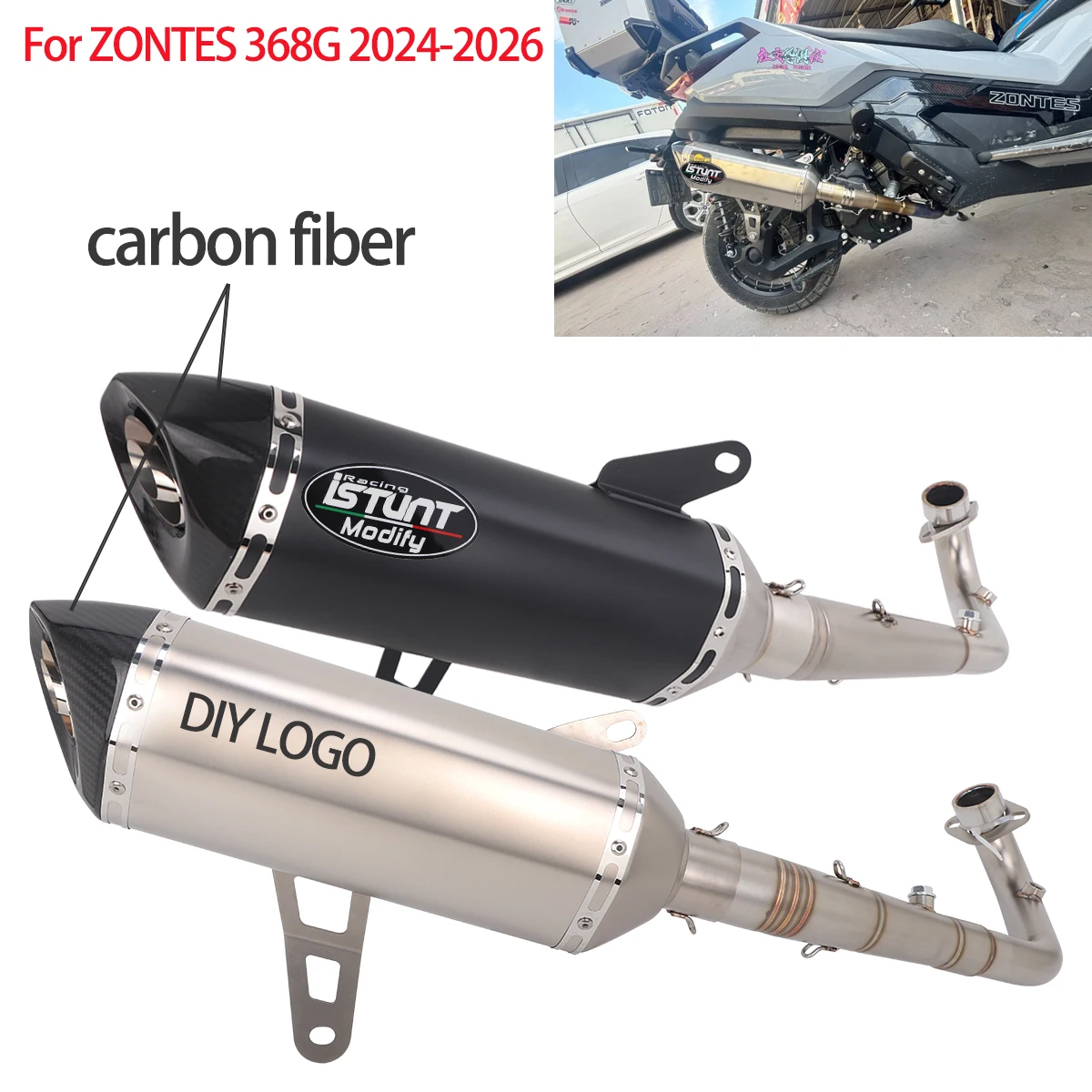 Motorcycle Full Exhaust System Pipe For ZONTES 368G/D/M/K/E 2024-2026 Exhaust Escape Modified Muffler Link Pipes 368G Exhaust