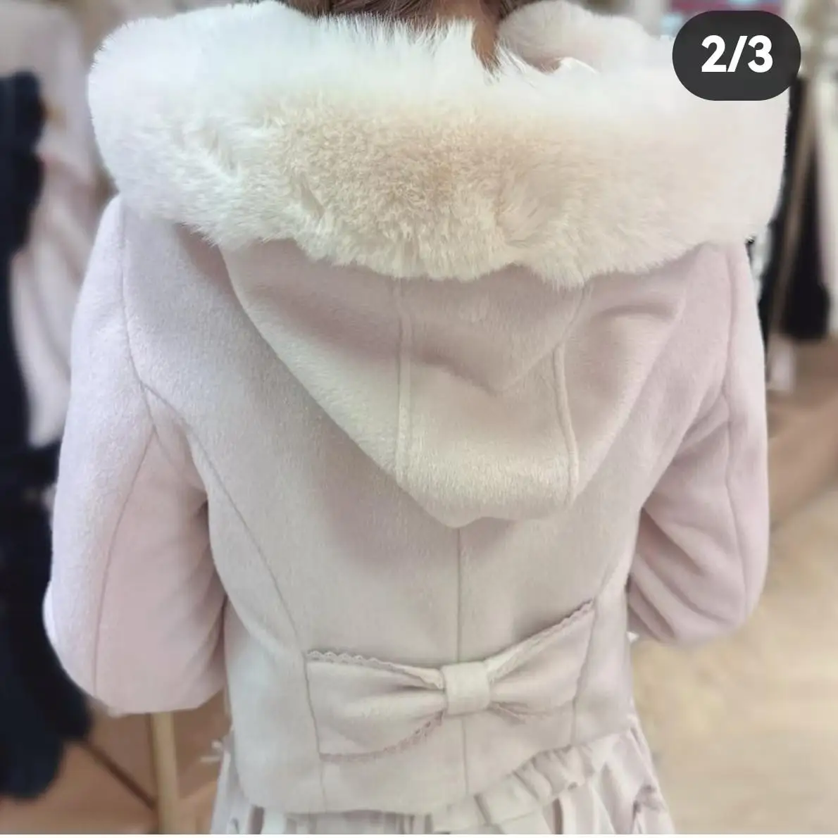 Hooded Wool Coats Women 2025 New Japanese Style Lolita Ruffle Fluffy Diamond Bow Warm Short Jacket Kawaii Elegant Outerwear