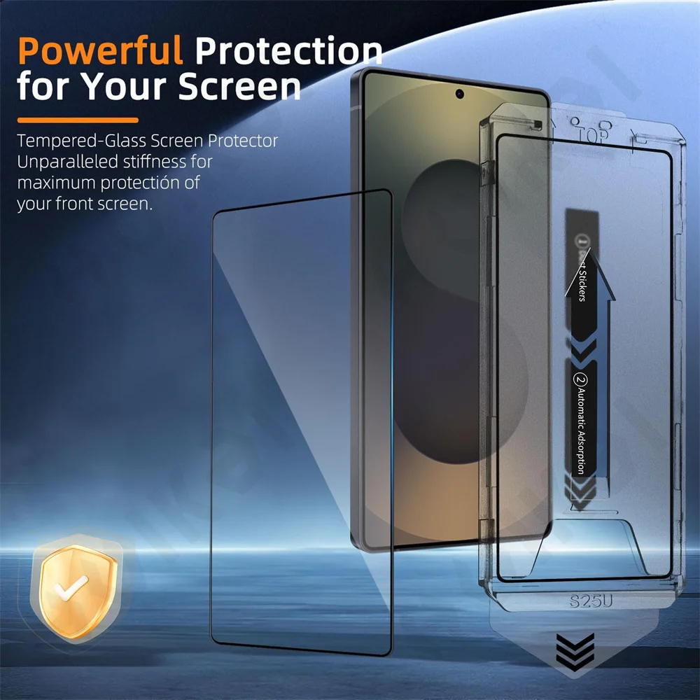 2 حزمة لسامسونج غالاكسي S25 الترا S24 A56 A36 5G الزجاج المقسى حامي الشاشة السيارات القضاء على الغبار فقاعة الحرة HD واضح