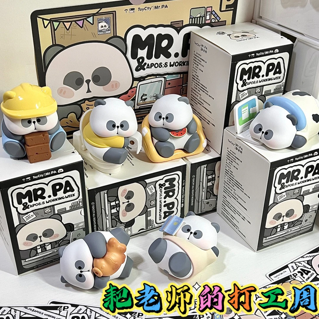 Kawaii Panda Mr.Pa Working Week Series Blind Box Mystery Box Cute Mr.PaAction Figure Doll Toy For Girls Birthday Gift 4-8cm