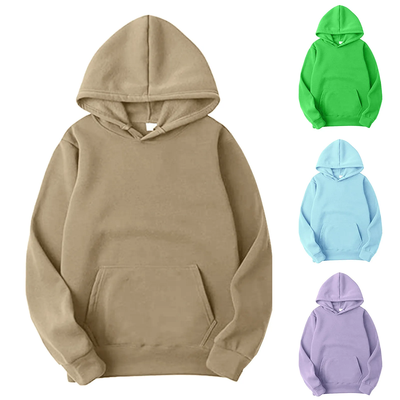 

Men's and Women's Hoodies Solid Color Pocket long Hoodies Sports Fitness Sweatshirts Fashionable Casual Pullovers Multi Color