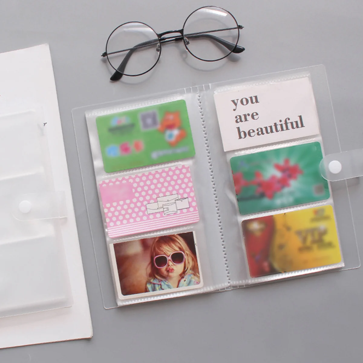 

4Pcs Name Cards Holder Premium Plastic Large Capacity 120 Slots Business Cards Organizer Office Supplies