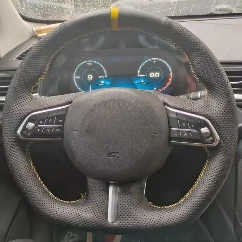 

Customize Hand Sewing Anti-slip Wear-resistant Comfy Microfiber Leather Car Steering Wheel Cover For Haval F7 F7X D-type