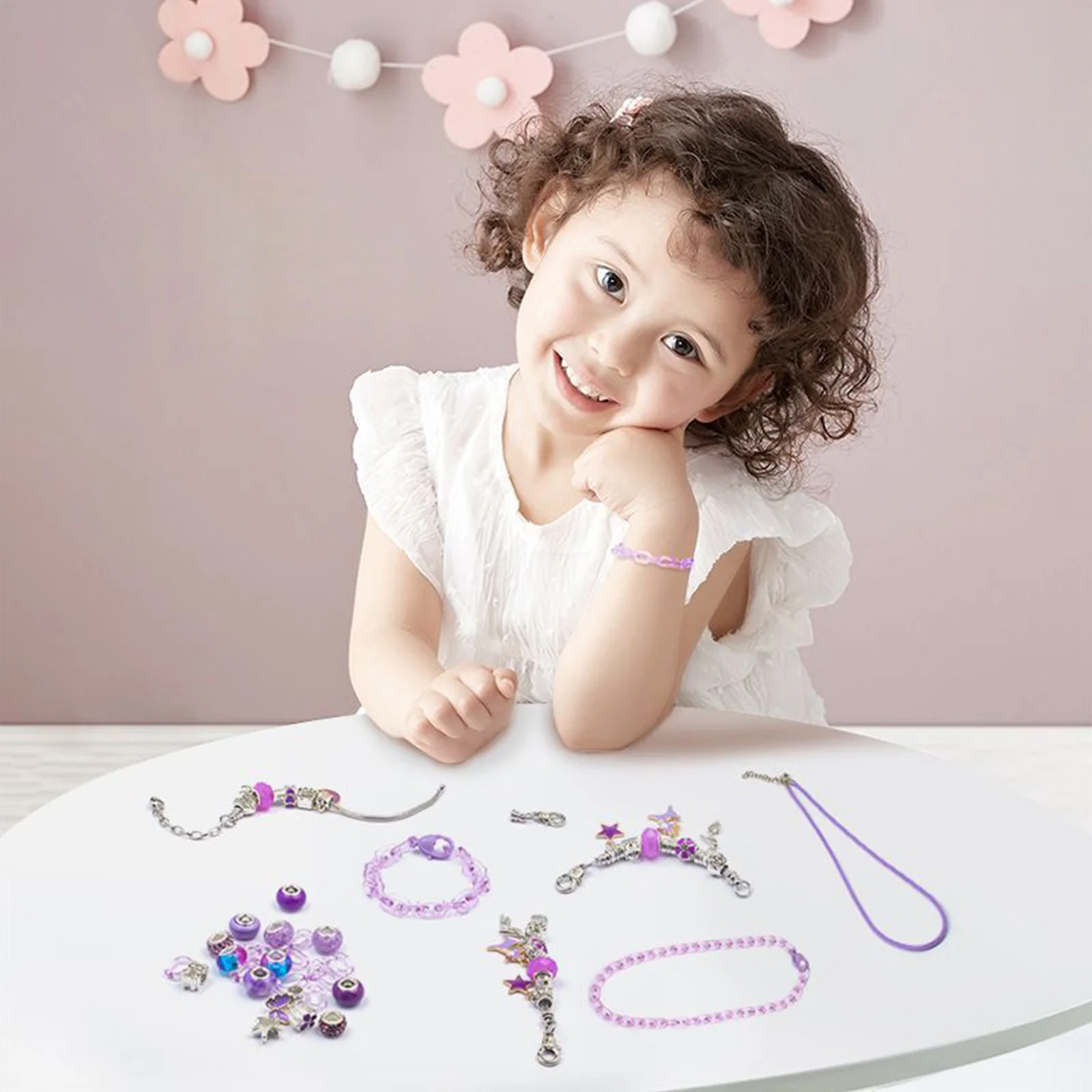 150pcs Jewelry Making Kit Charm Bracelet Necklace Present Alloy Beads Set DIY Toys for Children Bracelets Birthday Gifts