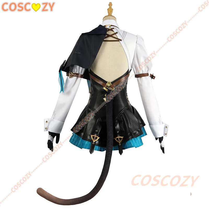 Disfraz de Cosplay de Anime Genshin Impact Lyney, sombrero de mago Fontaine, vestido de uniforme de cuero, falda de pelo corto, guante, traje de Halloween