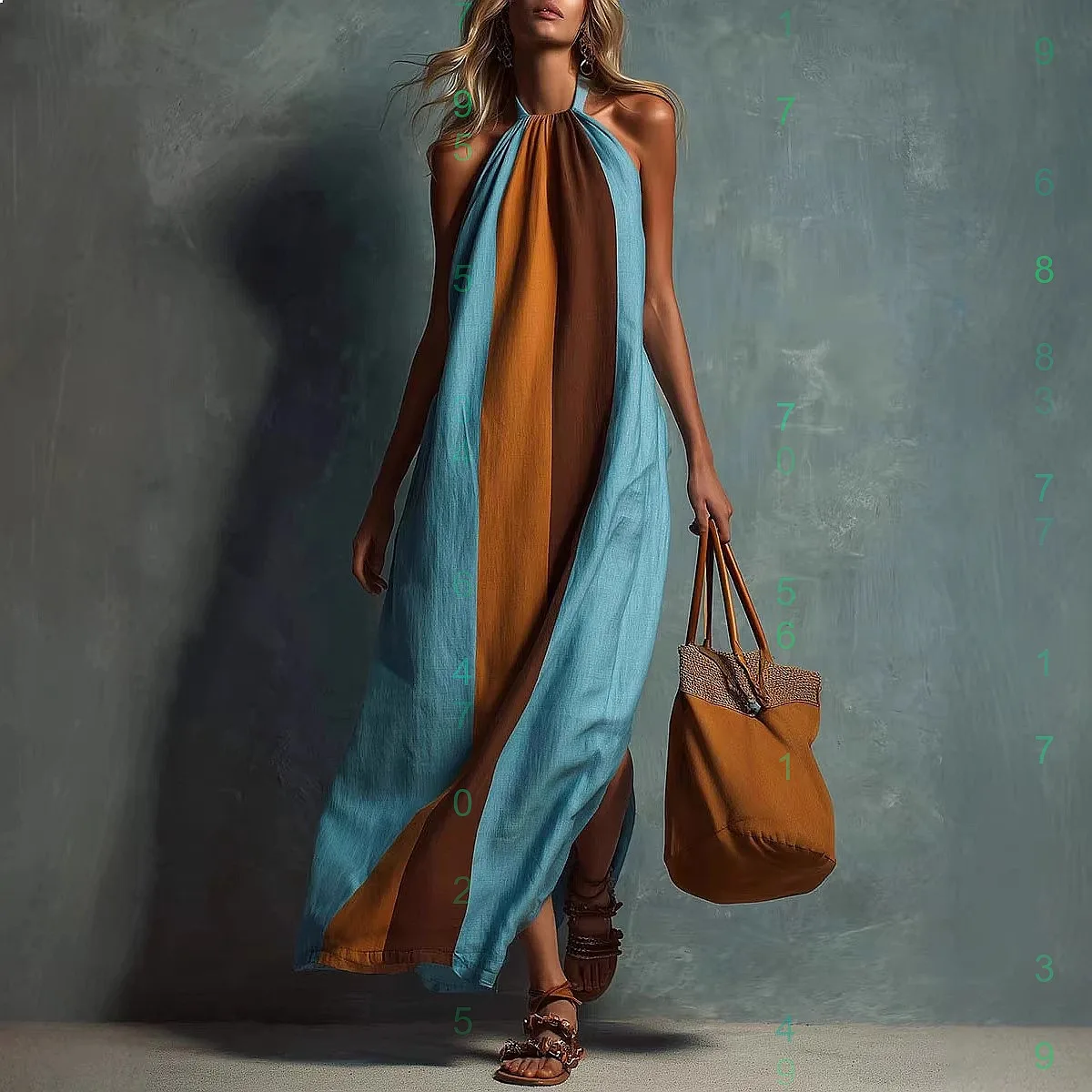 

Wide Strap Colorblock Sleeveless Long Dress Spring Summer Maxi Dresses Women Jumpsuit Playsuit Matching Set