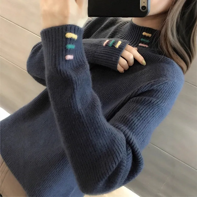 

Вязаная женская одежда, новый осенне-зимний трикотаж, топы, весенний женский джемпер, базовая одежда, пуловер, свитер, теплая рубашка