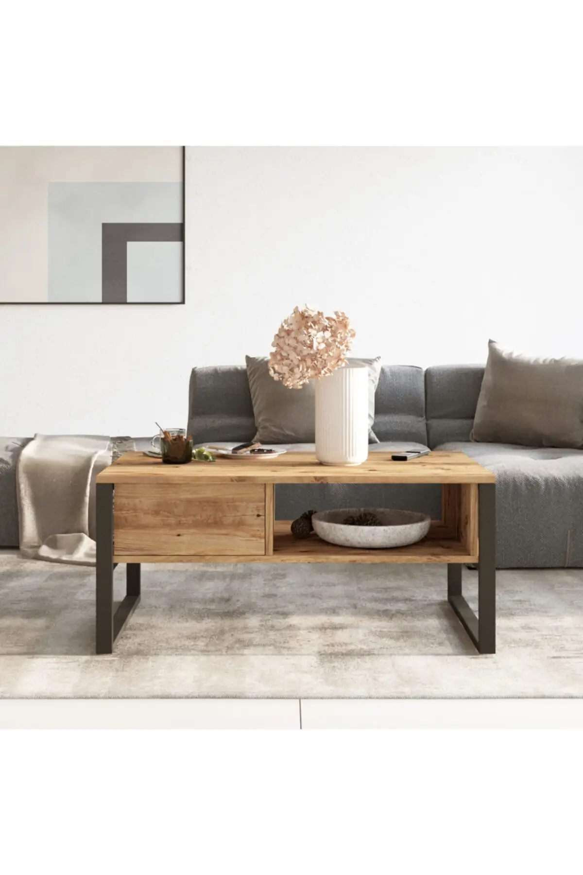 ML34 Besi Logam Sedang Meja Kopi Rak Meja Pusat Meja Kopi