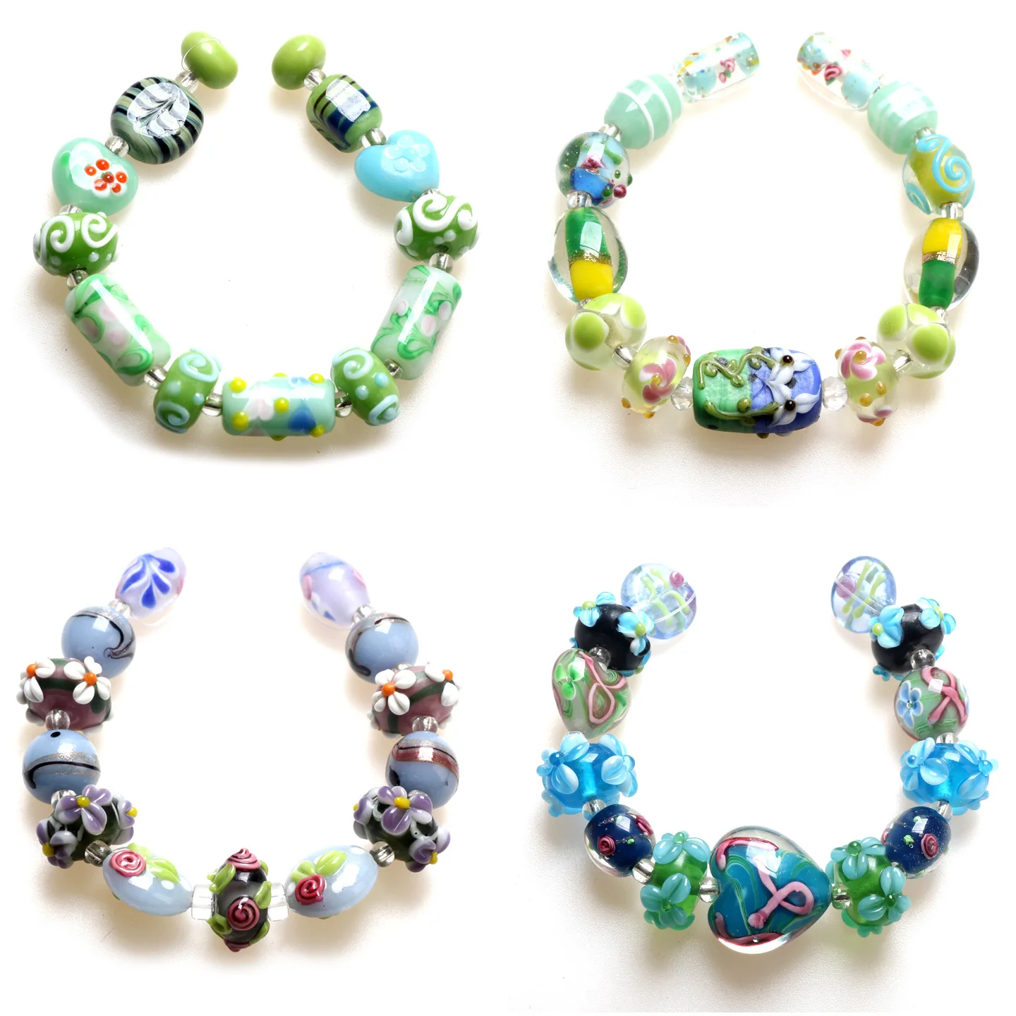 Only 1set ! Rustic Style Handmade Romantic Lampwork Glass Loose Beads For Charm DIY Bracelets Jewelry Making Accessories!