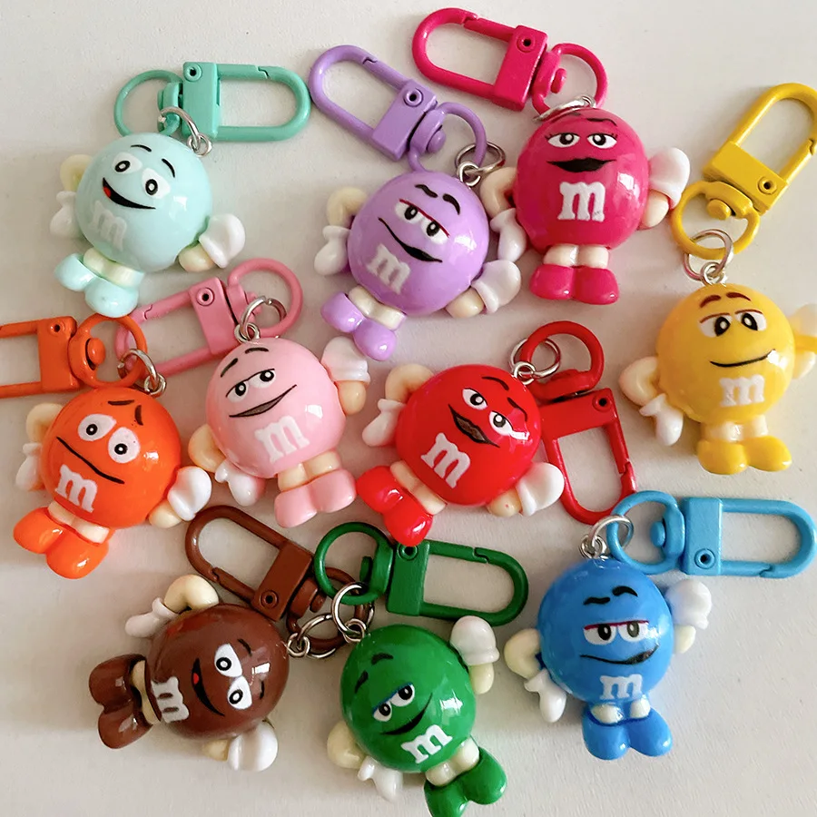 10 Cute Keychains, Unique M Bean Chocolate Keychains, Colorful Pendant Bags, Car Key Pendants, Dolls, Family And Couple Gifts