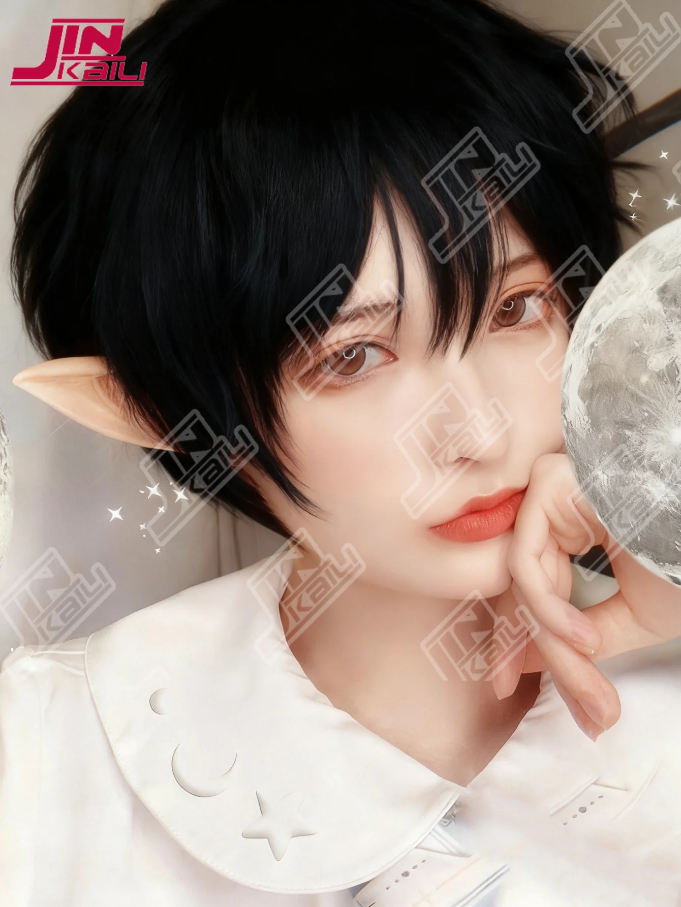 JKL قصيرة الاصطناعية الرجال شعر مستعار تنفس البني الرجال الصبي قصيرة مستقيم تأثيري الرجال حفلة سوداء مقاومة للحرارة شعر مستعار اصطناعي #3