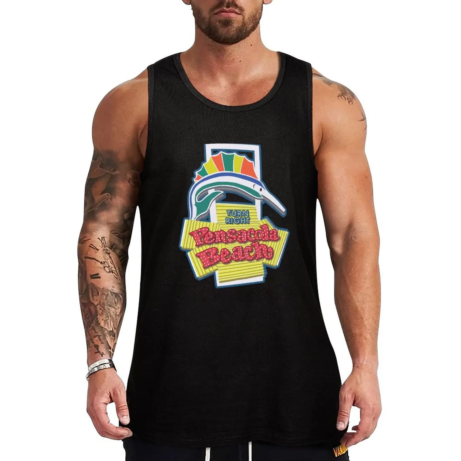 

Pensacola Beach sign Tank Top mens designer clothes T-shirt male Men's gym t-shirt