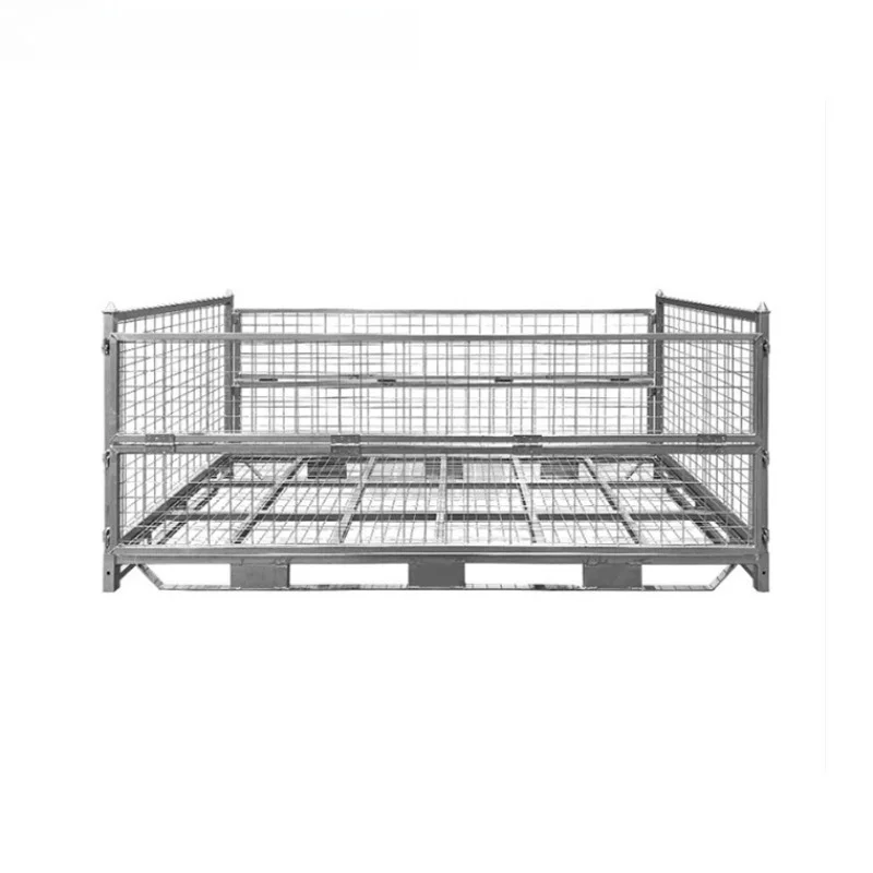 Transportation Network Design Folding Stacking Galvanized Double Storage Cage