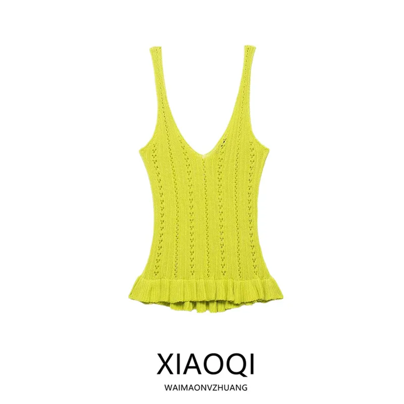 

2025 Summer New Women's Knitted Layered Decoration Embroidered Me Knitwear ort Sle Commute Sle Acrylic Fiber
