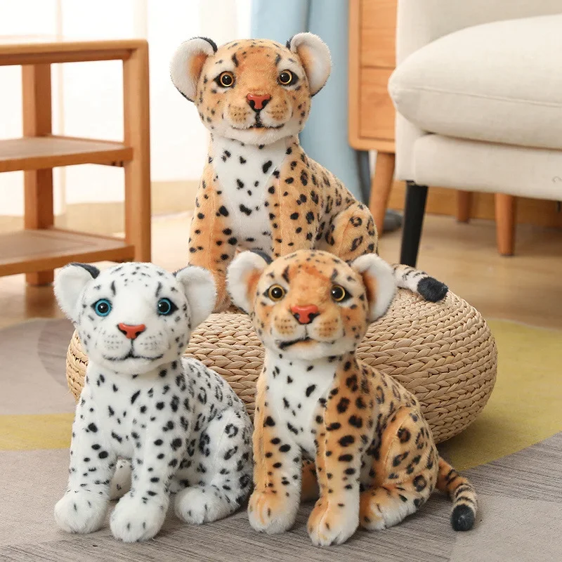 Simulation Snow Leopard Plush Toys Soft Stuffed Animal Pillow Animal Doll Yellow White Tiger Toys Home Sofa Decor Gift For Kids