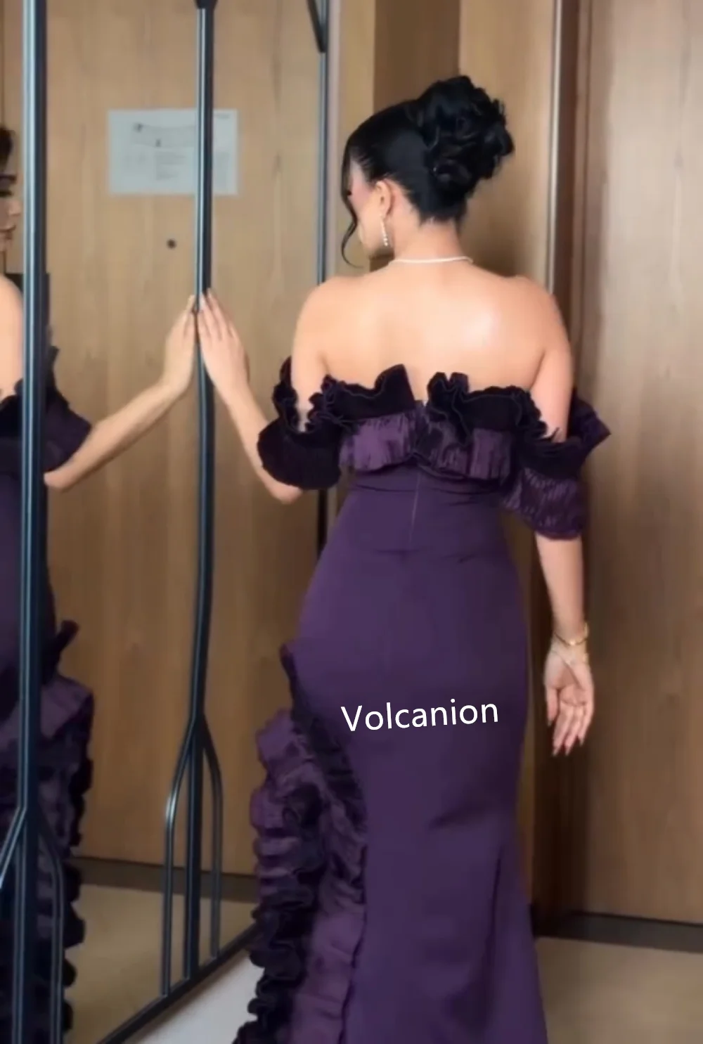 تخصيص جيرسي كشكش حورية البحر خارج على الكتف فساتين طويلة مناسبة مخصصة مساء أزياء رسمية رائعة