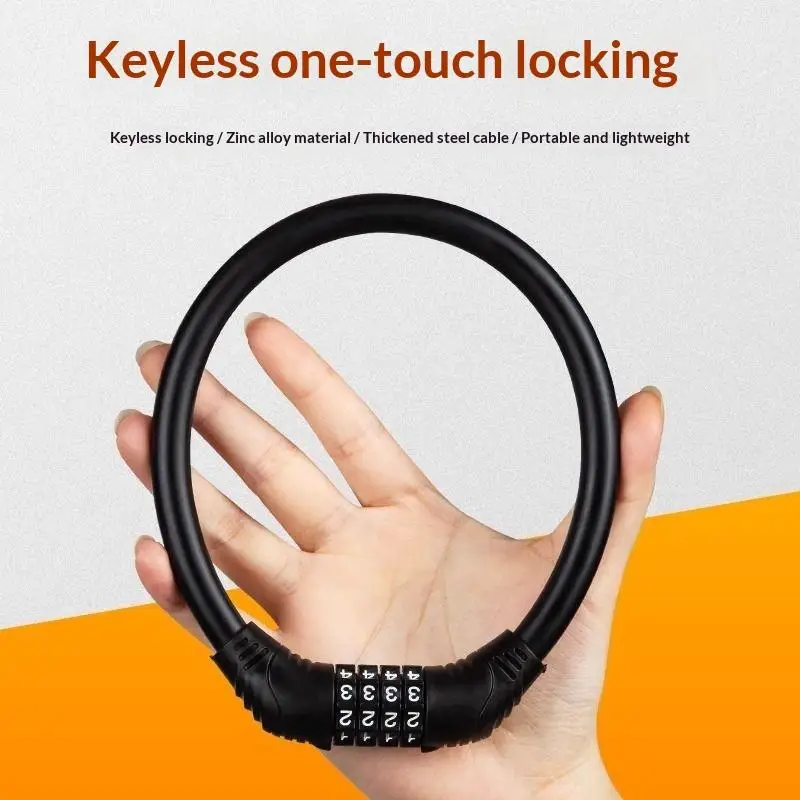 4 Digital Combination Bicycle Cable Lock Anti-Theft Stainless Steel Security Lock 1PC for Campus Student Bike Use
