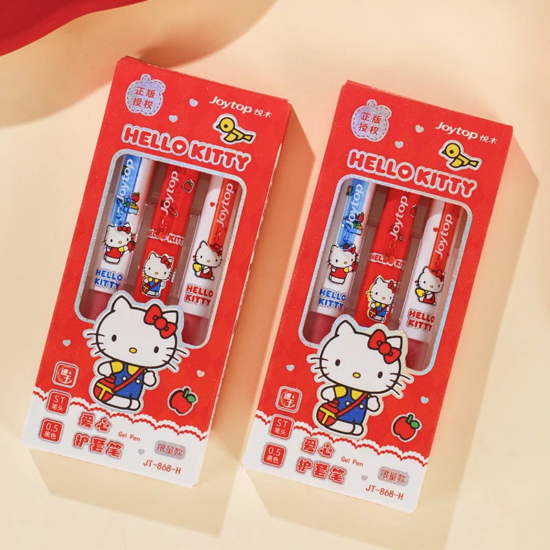 kittyAppuyez sur le bouton du stylo à gel.0.5mmStylo noir de dessin animé très attrayant pour les étudiants pour faire leurs exercices