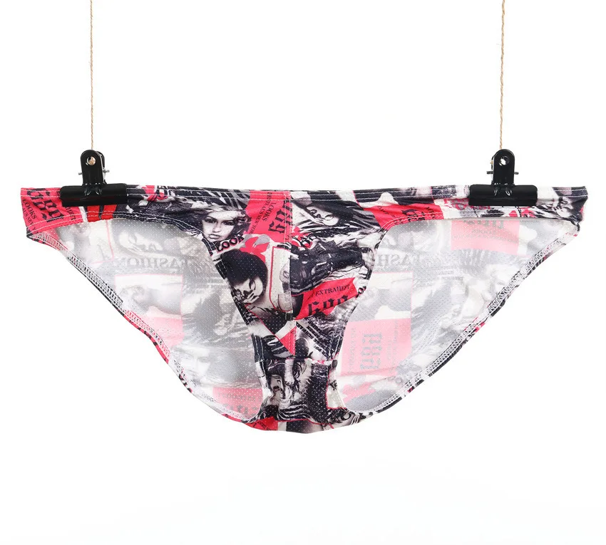 Men's Sexy Brief Youth Low Waist U Convex Pouch Underwear Summer Mesh Breathable Cool Feel Sweat Absorption Underpants Knickers